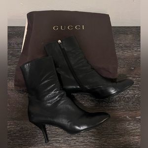 Gucci Black Leather Ankle Boots